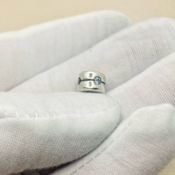 EUC Pandora 790172CZ Sterling Silver Band Bead w/ Clear Zirconia - Picture 5 of 10